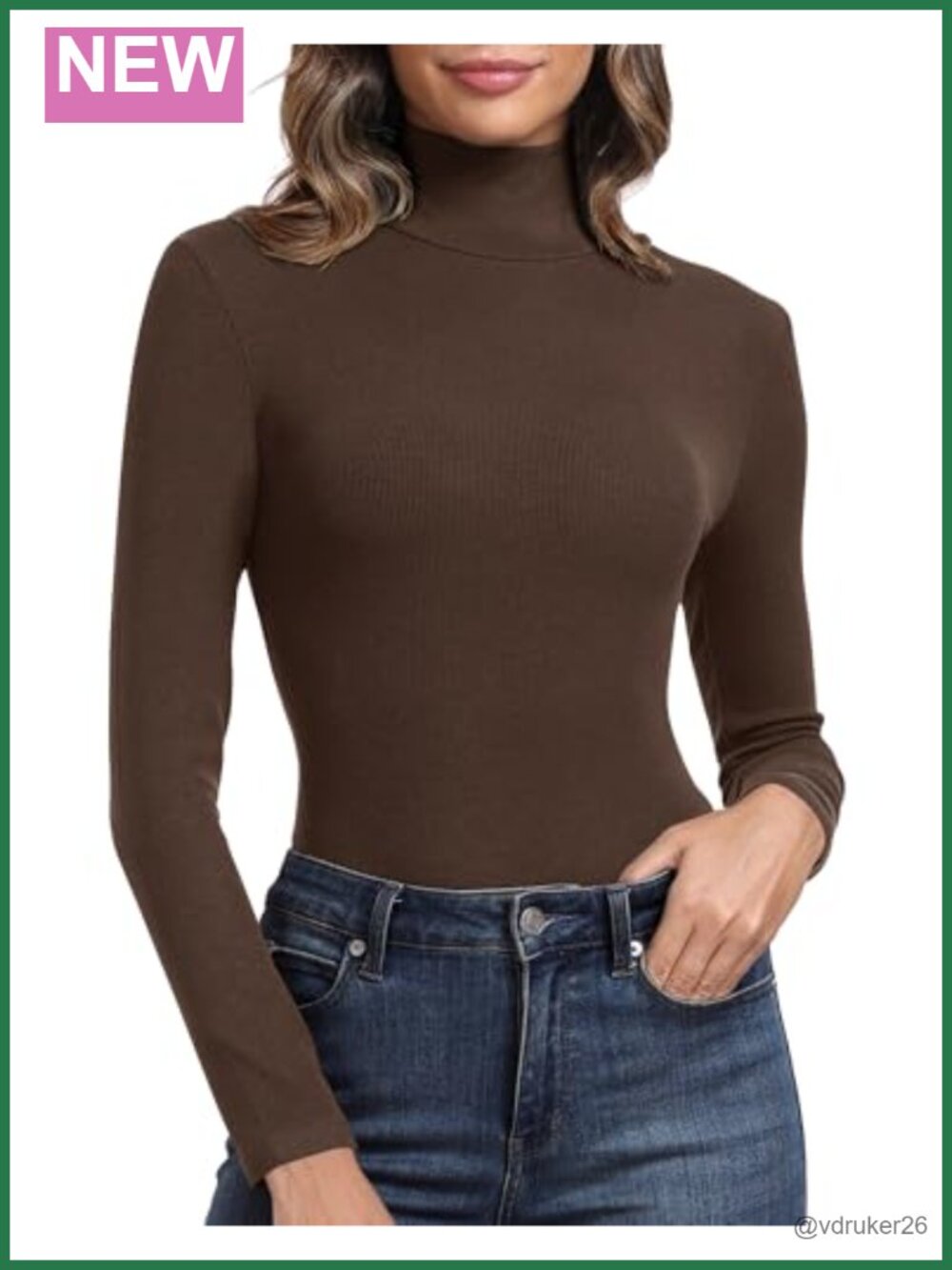 Ribbed Turtleneck Fitted Long Sleeve Thermal Layering Top